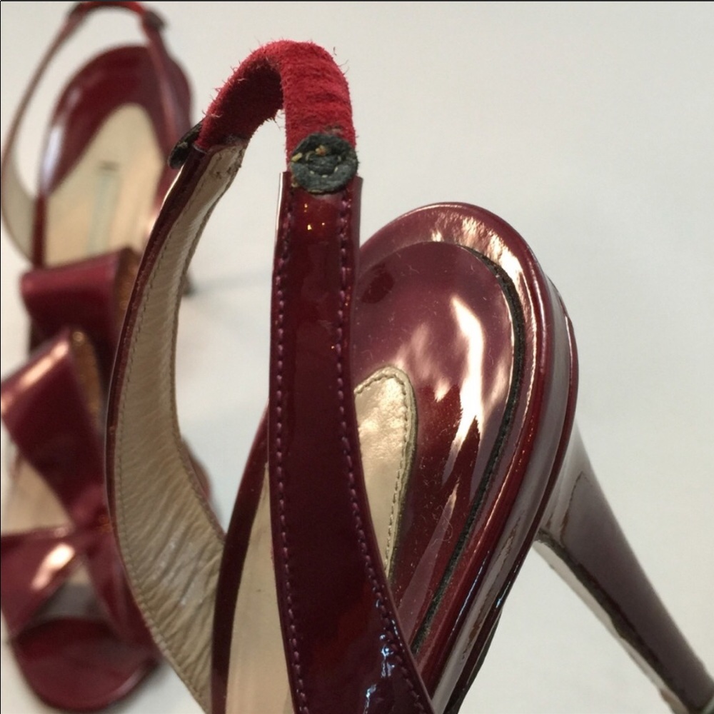 Plexi pvc statement glitter bow ox blood burgundy Nicholas Kirkwood heels sandal - Picture 7 of 11